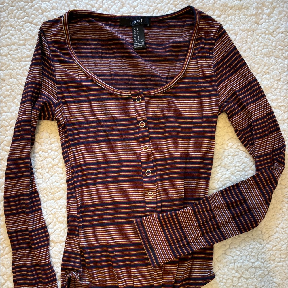 Stripped Long Sleeve Bodysuit